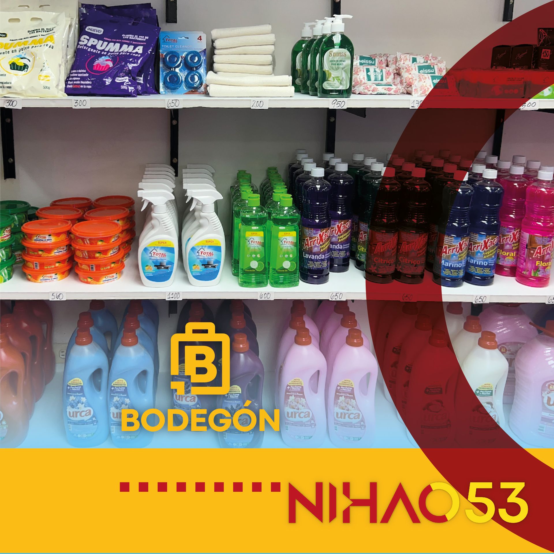 Productos del pack BodegON en una tienda de clientes.