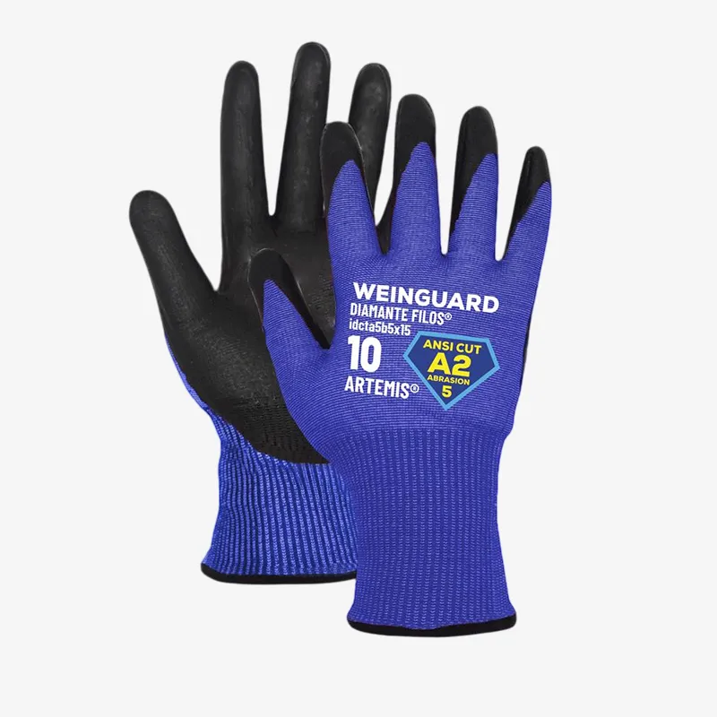 Guantes de Trabajo azul recubierto de Nitrilo, corte A2 Talla 9