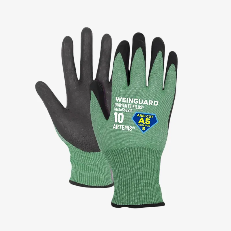 Guantes de Corte color verde recubierto de nitrilo A5 Talla 7