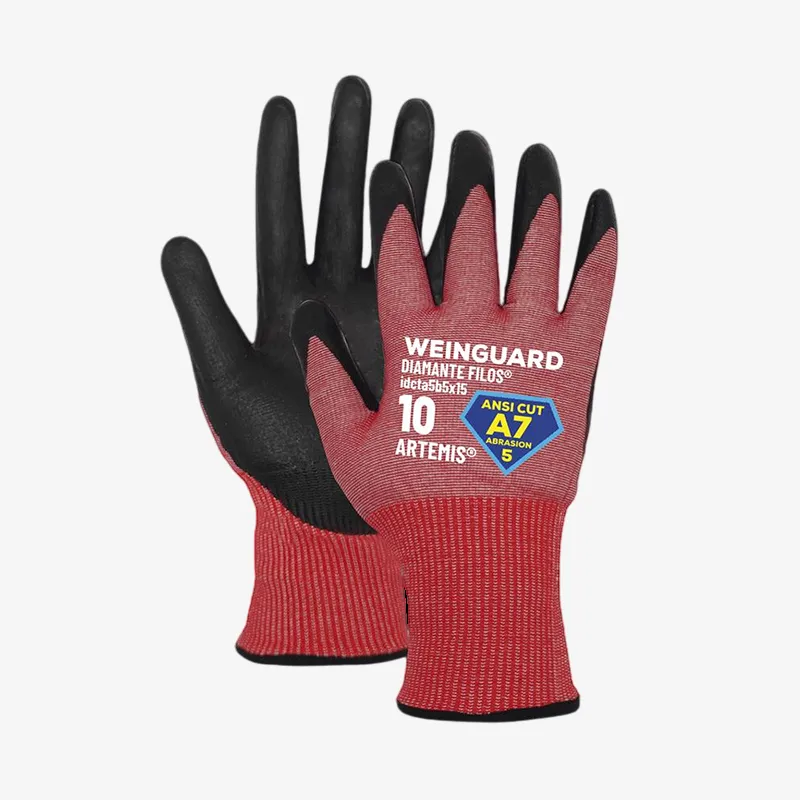 Guantes de Corte color rojo recubierto de Nitrilo A7 Talla 9
