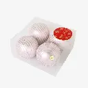 Set de 4 bolas navideñas de 6cm blancas con detalles morado