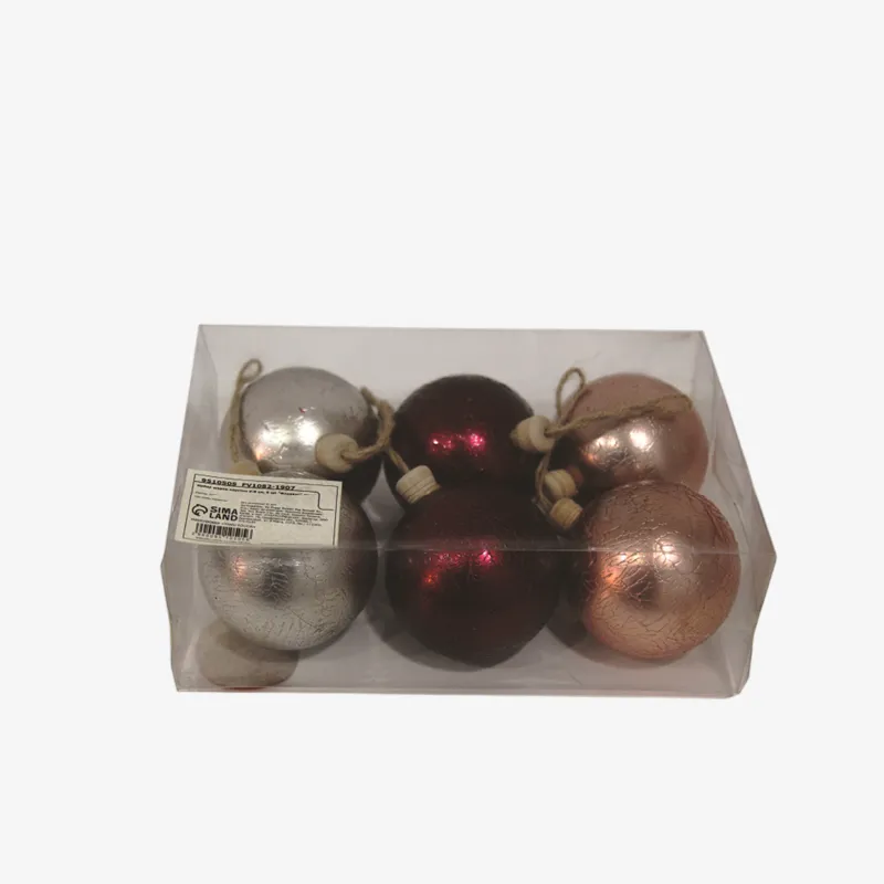 Set de 6 bolas navideñas de 8cm