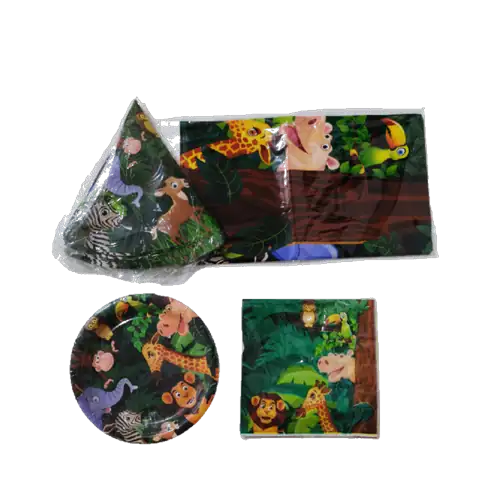 Set de artículos para fiesta (temática jungla)