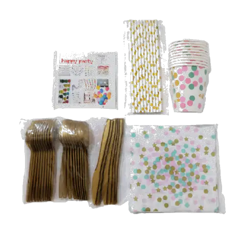 Set de artículos para fiesta (dorado)