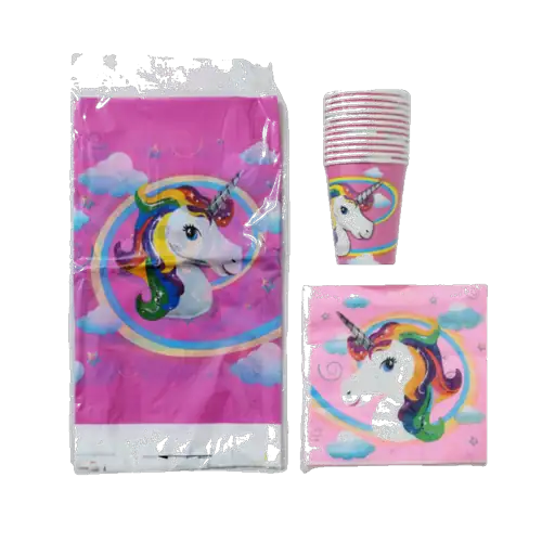 Set de artículos para fiesta (temática unicornio)