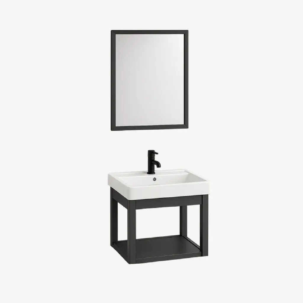 Set 3 de Baño con Espejo cuadrado y lavamos 37*51*35CM