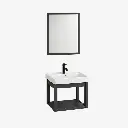 Set 4 de Baño con Espejo cuadrado y lavamos 37*58*30CM
