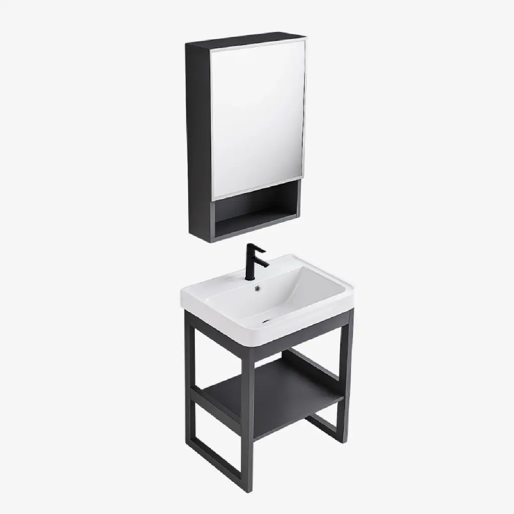 Set 11 de Baño con Espejo con puerta estilo gabinete lavamos 37*51*35CM