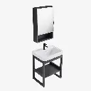 Set 11 de Baño con Espejo con puerta estilo gabinete lavamos 37*51*35CM