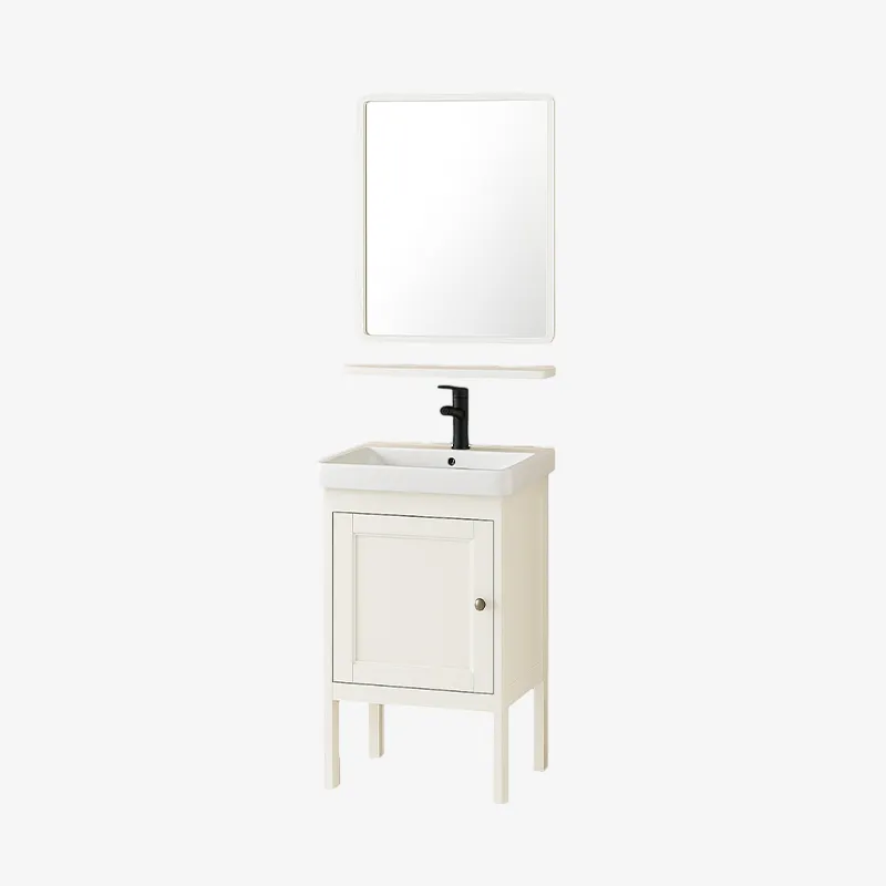Set 15 de Baño con Espejo y mueble de 2 niveles con 1 puerta lavamanos 78*43*35CM