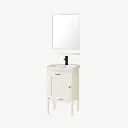 Set 15 de Baño con Espejo y mueble de 2 niveles con 1 puerta lavamanos 78*43*35CM