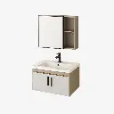 Set 19 de Baño con Espejo de repisa doble y mueble con 2 puertas lavamanos 80*47*45CM