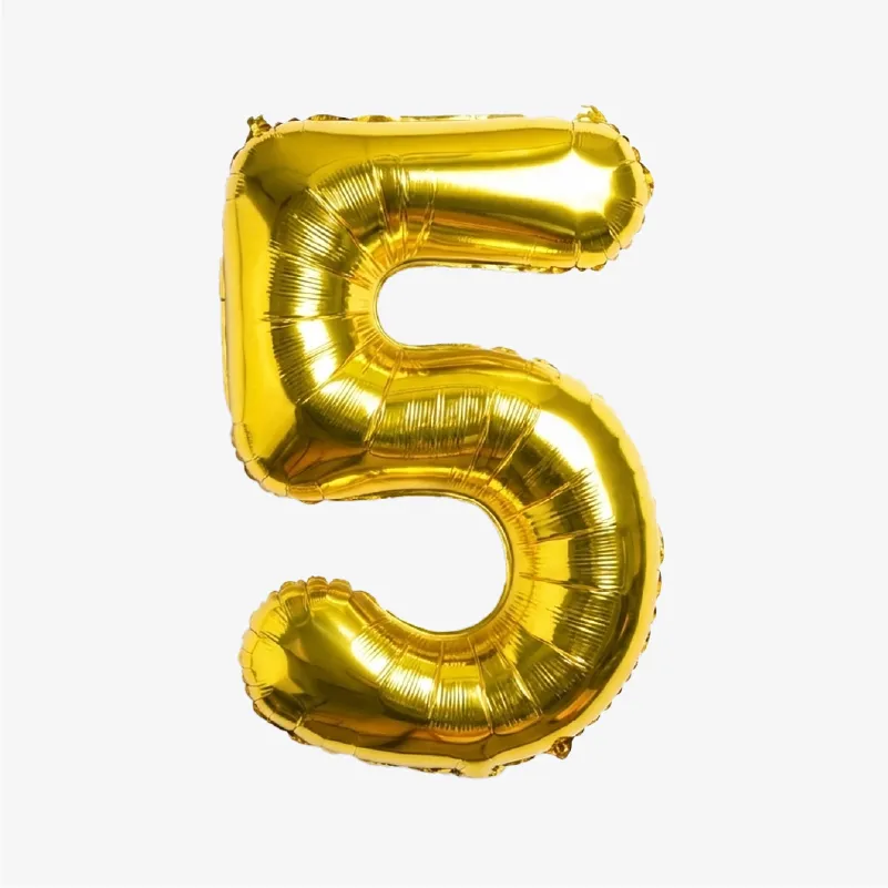 Globos con forma de números (del 0 al 9) dorados o plateados