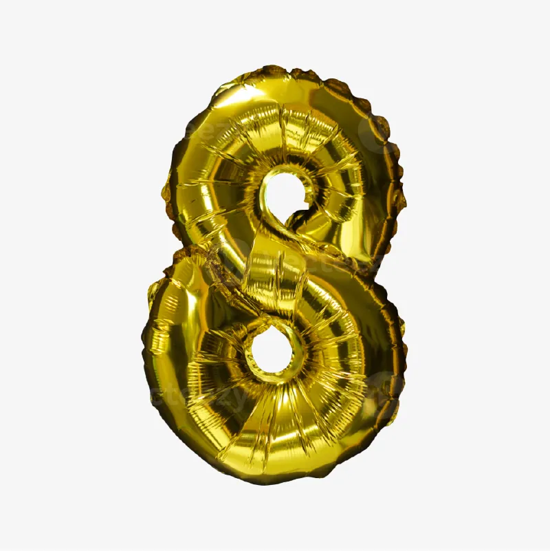 Globos con forma de números (del 0 al 9) dorados o plateados