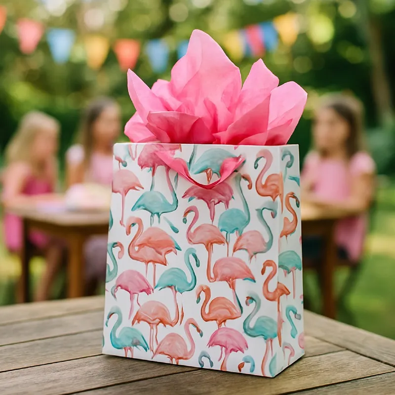 Bolsa de regalos con diseño de flamencos (mediana) ZD001B