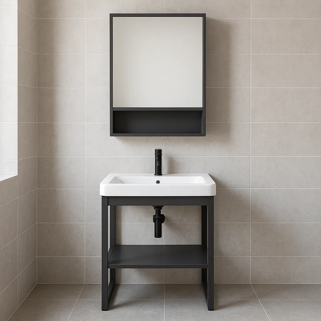Set 10 de Baño con Espejo con puerta estilo gabinete lavamos 40*43*35CM