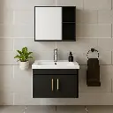 Set 21 de Baño con Espejo de repisa doble y mueble con 2 puertas lavamanos 70*47*40CM