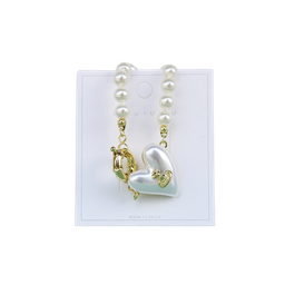 [NH09PB800] Pulsera con perlas y dije de corazón "Amor eterno"