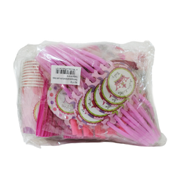 [NH09SAFP40] Set de artículos para fiesta de cumpleaños rosa (6 piezas)