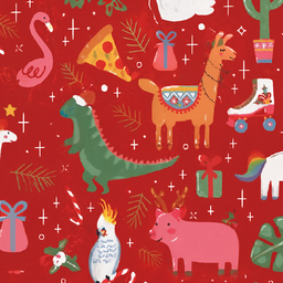 [NH09PEH1000AR] Papel de regalo variantes infantiles (Animales rojo)(PZ099)