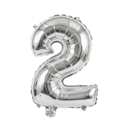 [NH09GFNA1000N2P] Globos plateado con forma de número (Número 2)