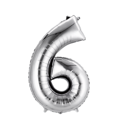 [NH09GFNA1000N6P] Globos plateado con forma de número (Número 6)